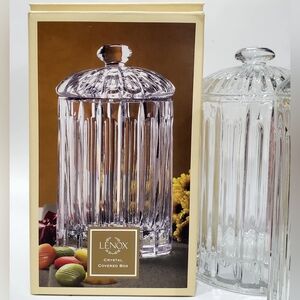 7" Lenox Crystal Box / Jar /Canister with Lid / Cover EUC Original Box #1
